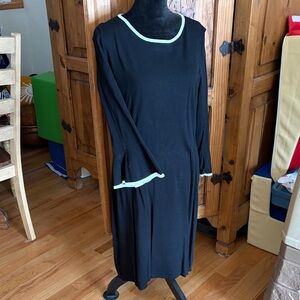 Calvin Klein Black Dress with White Trim and Bell Sleeve